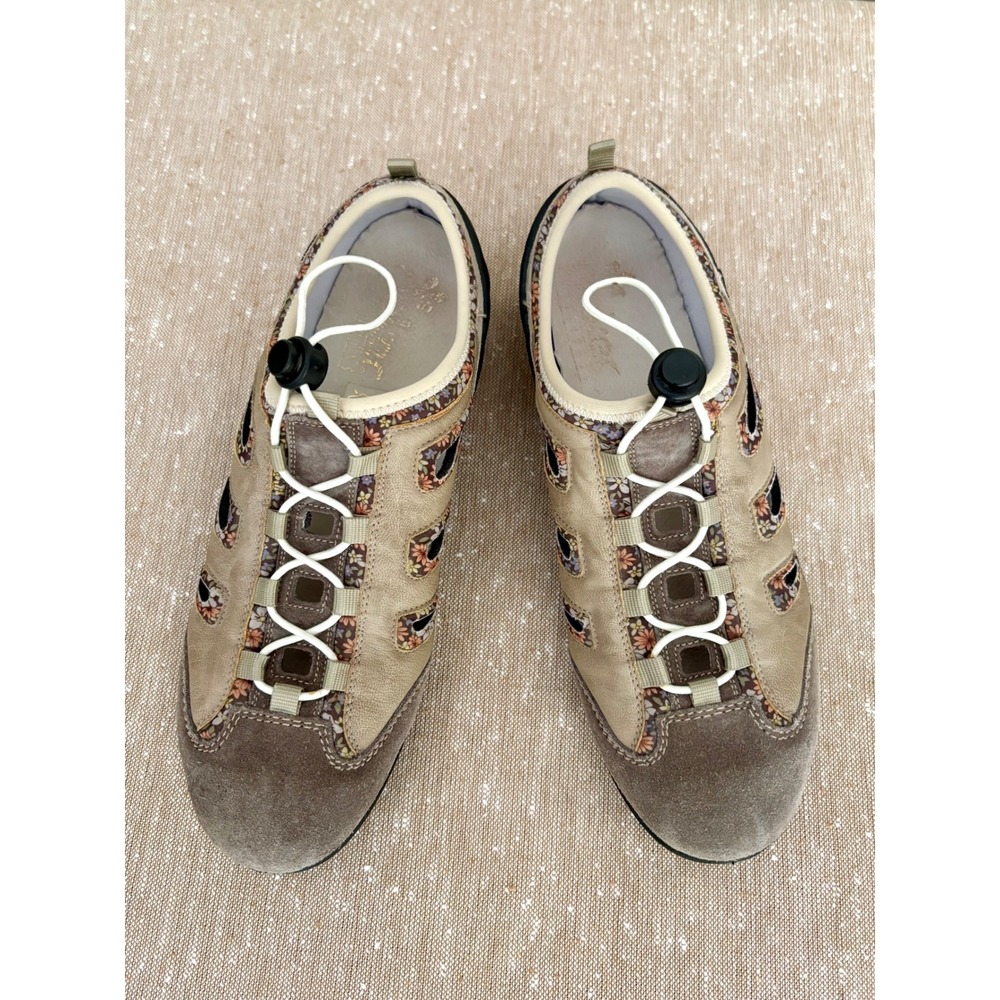 Rieker Walking Sneakers Tan Suede Floral Gorpcore Active Comfort Shoes Sz 9